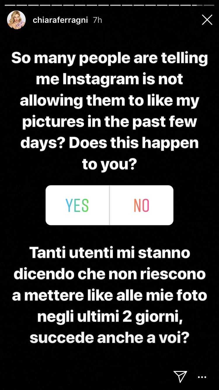 L'Instagram story di Chiara Ferragni