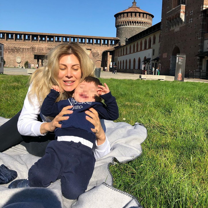 Paola Caruso al parco col figlio Michele