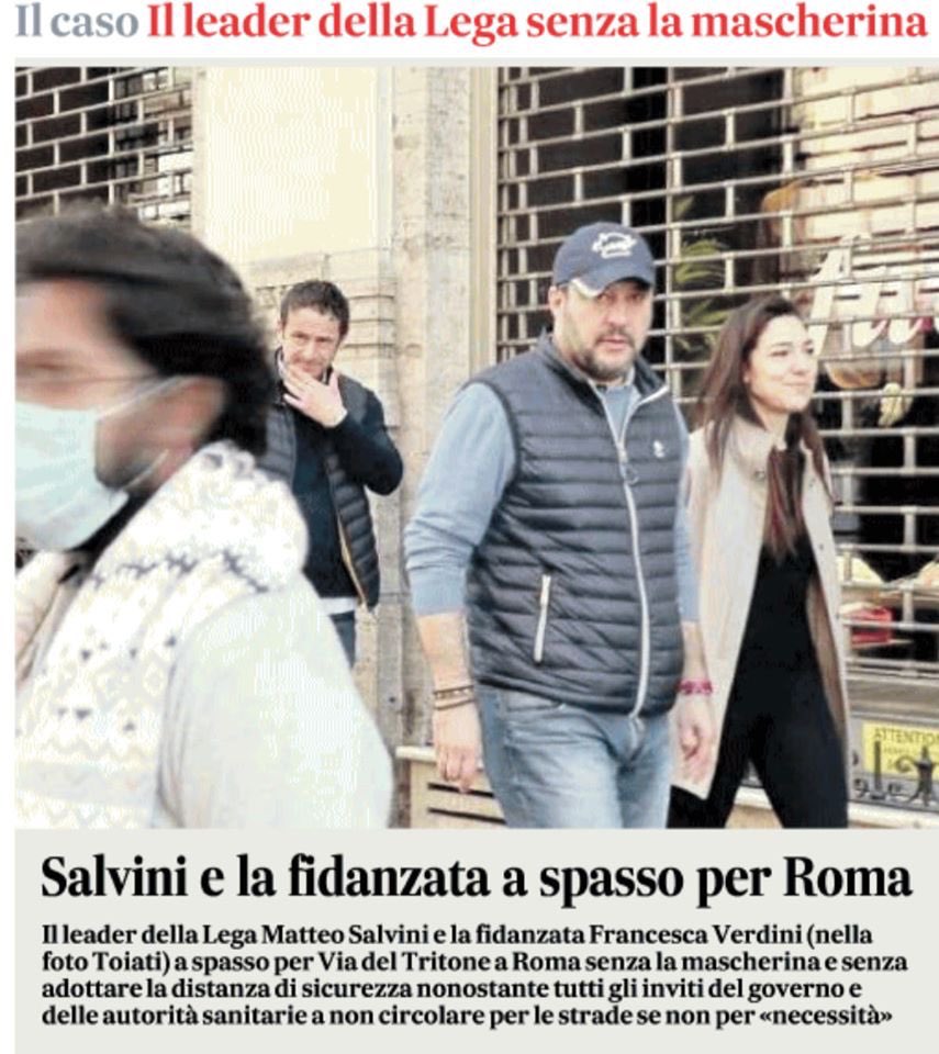 Salvini con la fidanzata in giro per Roma