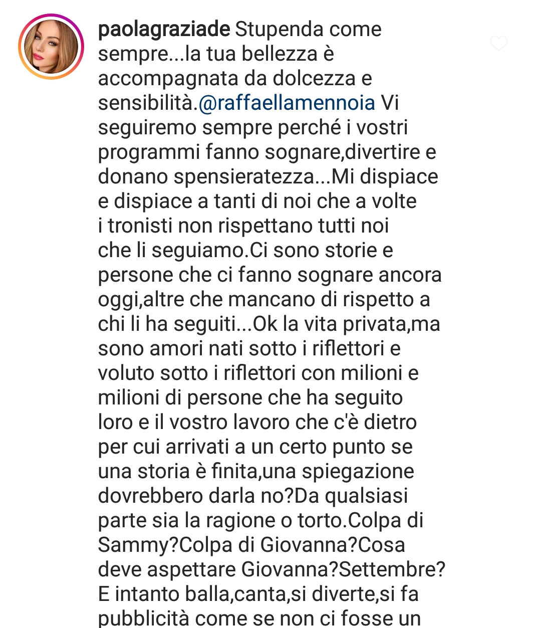 Commento sul post di Raffaella Mennoia contro Giovanna Abate